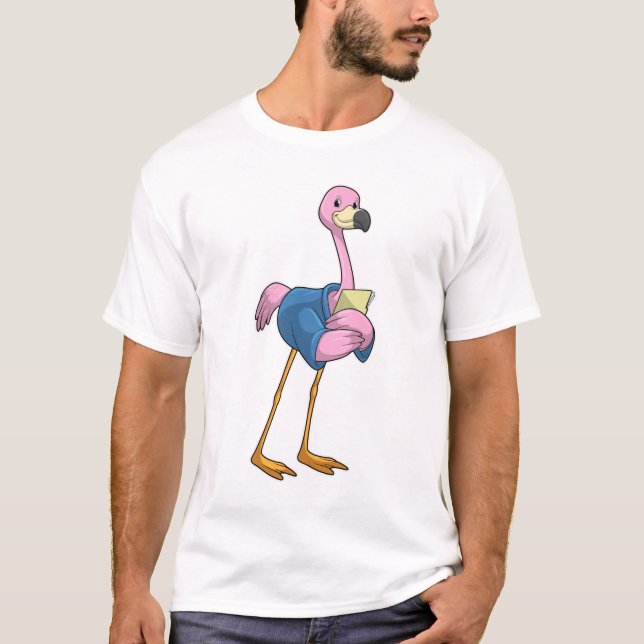 Camiseta Flamingo como secretario con Notepad (Anverso)