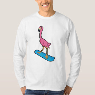 Camiseta Flamingo como snowboard con Snowbaord