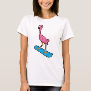 Camiseta Flamingo como snowboard con Snowbaord