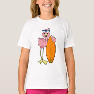 Camiseta Flamingo como surfista con Surfboard.PNG