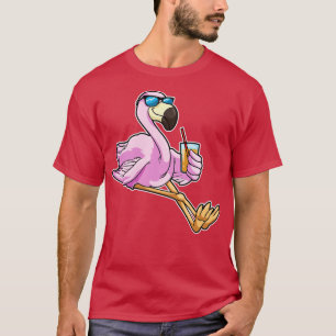Camiseta Flamingo con bebida con paja