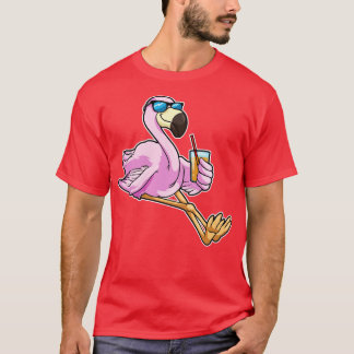 Camiseta Flamingo con bebida con paja