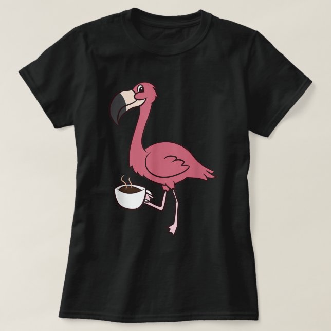 Camiseta Flamingo Con Café Gracioso Café Bebiendo Flamado (Diseño del anverso)