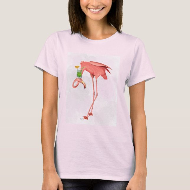 Camiseta Flamingo con cóctel (Anverso)