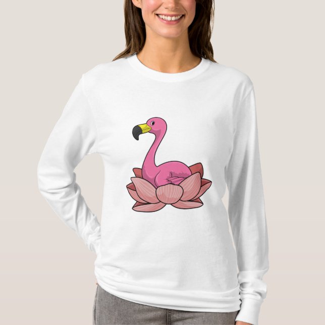 Camiseta Flamingo con flores de Lotus (Anverso)