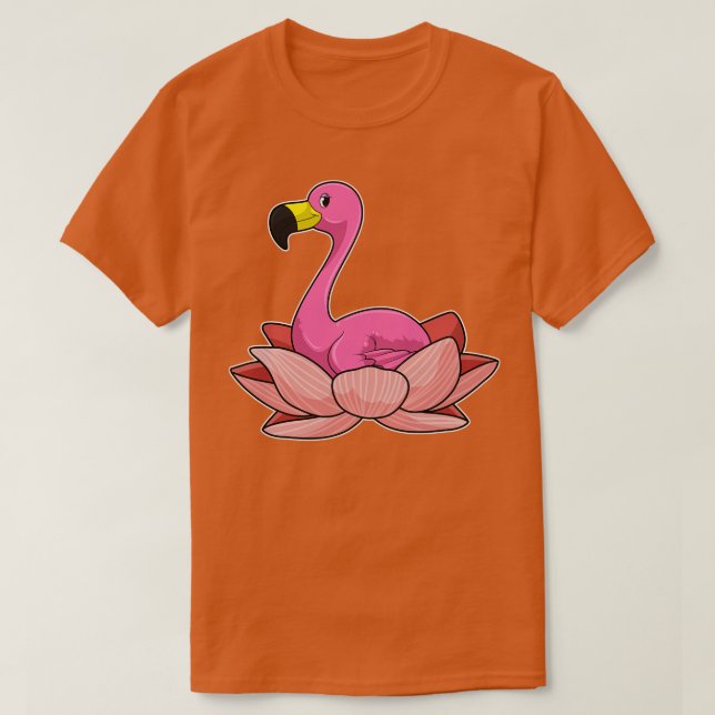 Camiseta Flamingo con flores de Lotus (Diseño del anverso)