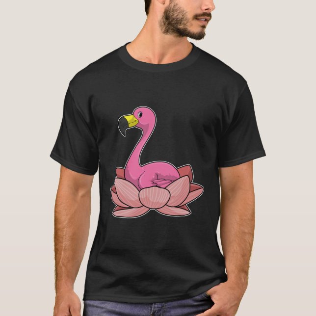 Camiseta Flamingo con flores de Lotus (Anverso)