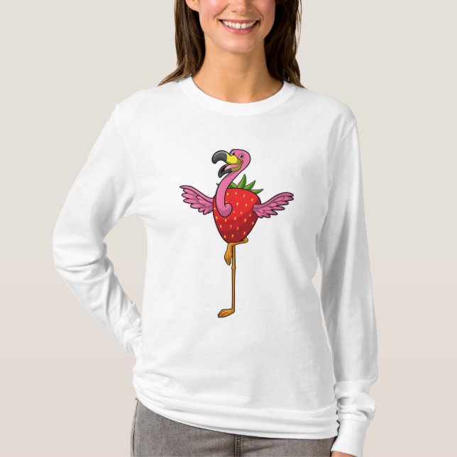 Camiseta Flamingo con fresa (Anverso)