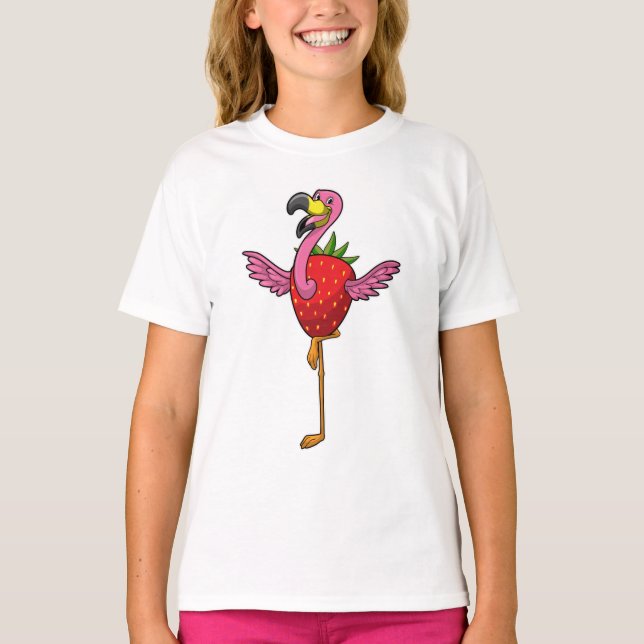 Camiseta Flamingo con fresa (Anverso)