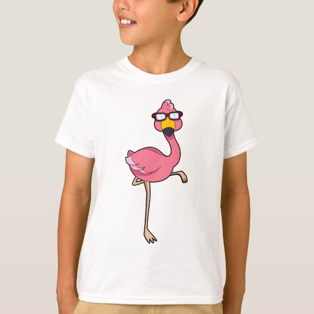 Camiseta Flamingo con gafas de sol (Anverso)