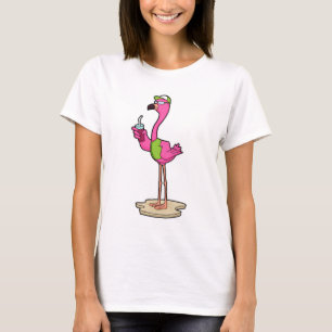 Camiseta Flamingo con gafas de sol y gorra