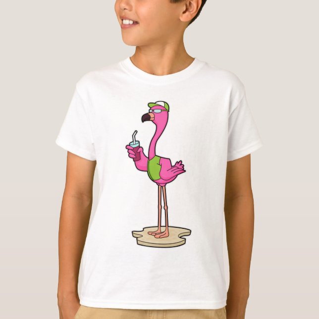 Camiseta Flamingo con gafas de sol y gorra (Anverso)