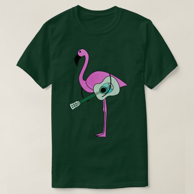 Camiseta flamingo con guitarra (Diseño del anverso)