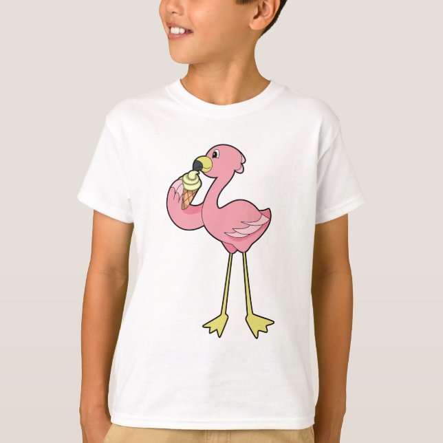 Camiseta Flamingo con helado Waffle (Anverso)