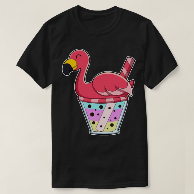 Camiseta Flamingo con jarra de jugo de paja (Diseño del anverso)