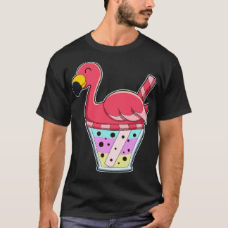 Camiseta Flamingo con jarra de jugo de paja