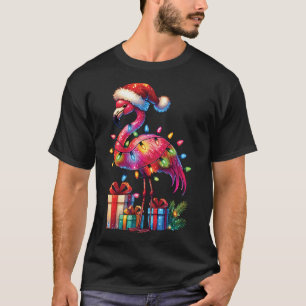 Camiseta Flamingo con Navidades de Santa Hat navidad tropic