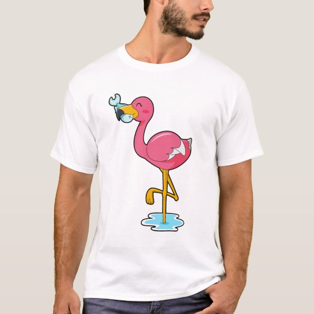 Camiseta Flamingo con pescado (Anverso)