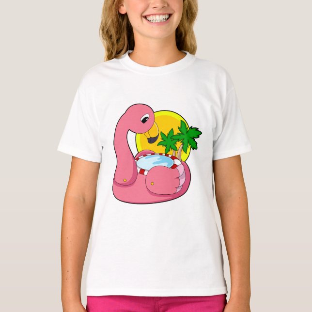 Camiseta Flamingo con piscina (Anverso)