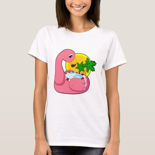 Camiseta Flamingo con piscina (Anverso)