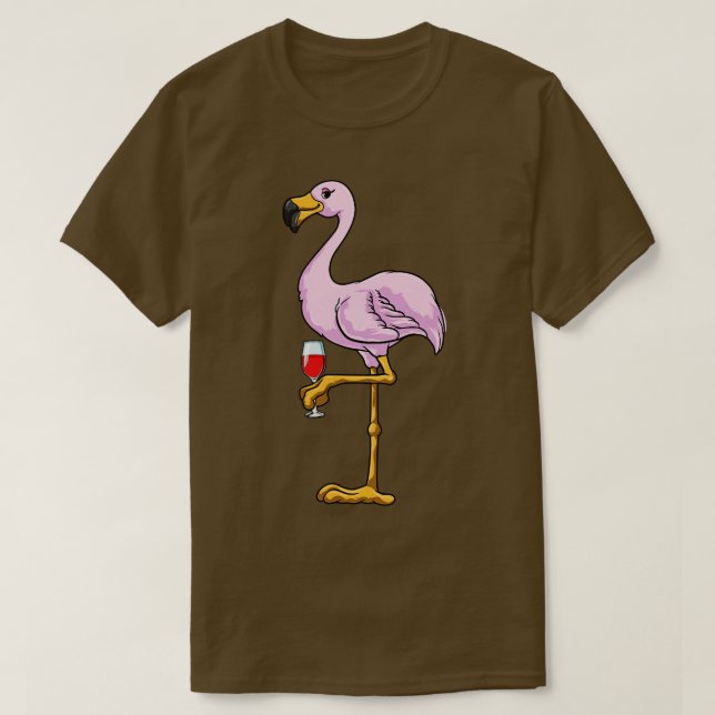Camiseta Flamingo con vidrio de vino tinto (Diseño del anverso)