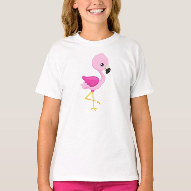 Camiseta Flamingo Cute, Flamingo Infantil, Flamingo Rosa, A (Anverso)