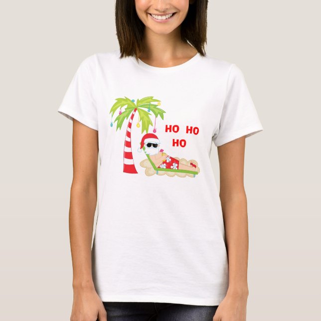 Camiseta Flamingo de árbol tropical de Navidad (Anverso)