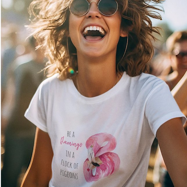 Camiseta Flamingo De Color Rosa Exótico Moderno Con Cita (Subido por el creador)