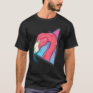 Camiseta Flamingo de onda sintética de verano rosado Vaporw