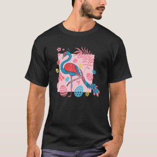 Camiseta Flamingo De Pascua De bonito Con Cesta De Pascua