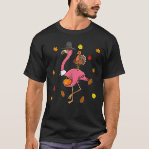 Camiseta Flamingo De Peregrino Con Té De Acción De Gracias