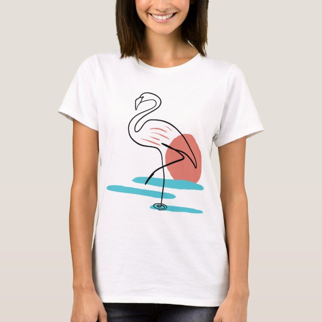 Camiseta Flamingo de una línea (Anverso)