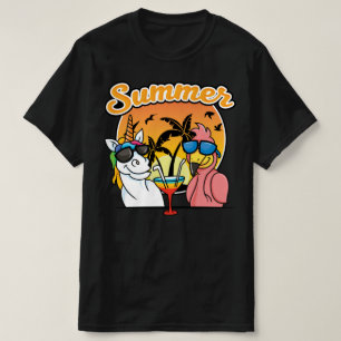 Camiseta flamingo de verano y unicornio