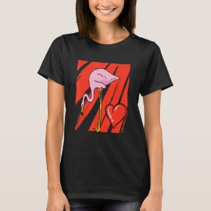 Camiseta Flamingo Día de San Valentín Cardíaco Cute Ave Amo