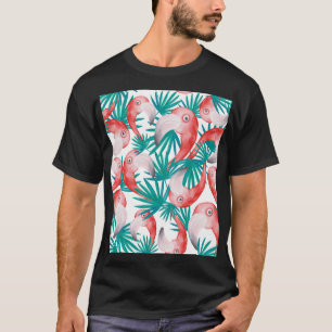 Camiseta Flamingo dibujado a mano: acuarela patrón sin cost
