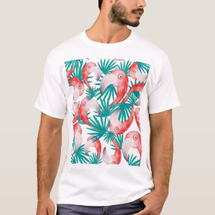 Camiseta Flamingo dibujado a mano: acuarela patrón sin cost