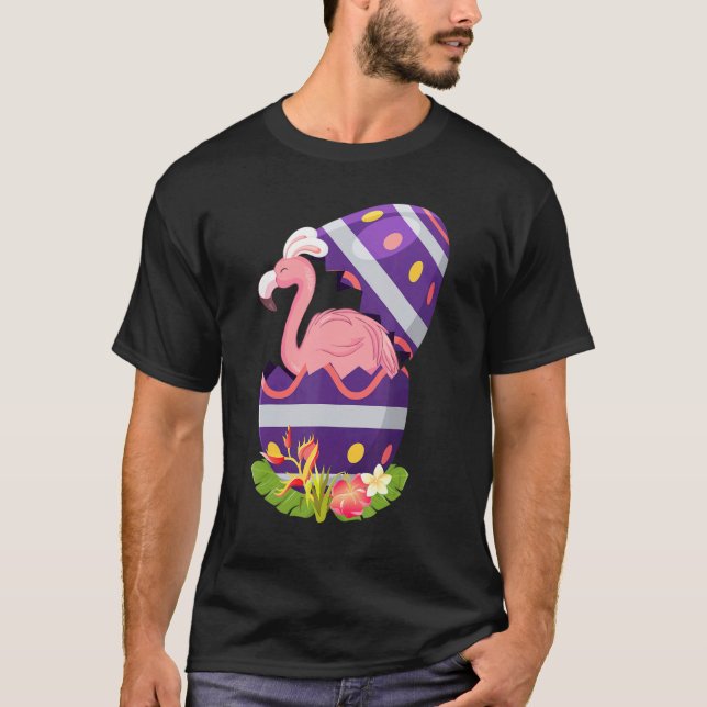 Camiseta Flamingo Easter Egg  Basket Eggs Hunting (Anverso)