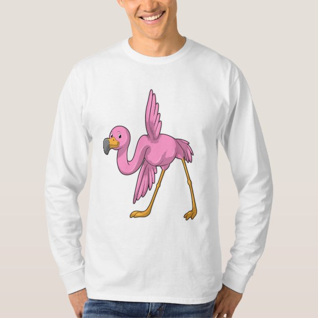 Camiseta Flamingo en ejercicio de Stretching de Yoga (Anverso)