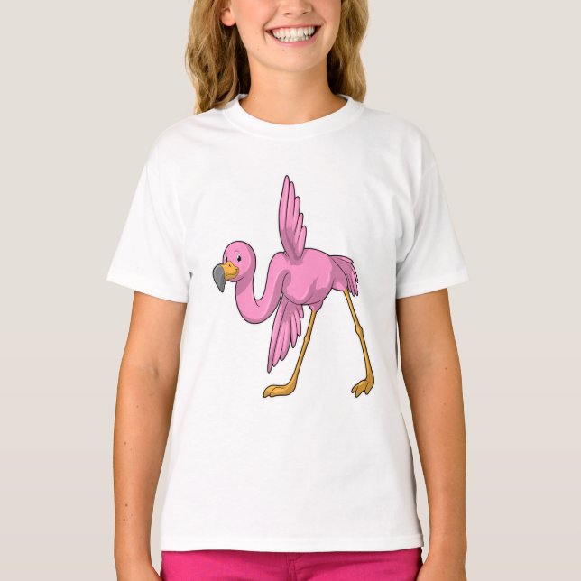 Camiseta Flamingo en ejercicio de Stretching de Yoga (Anverso)