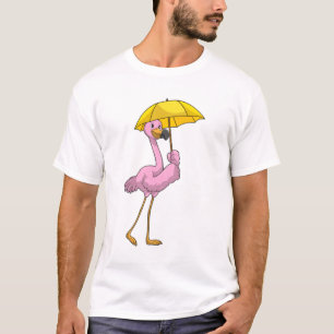 Camiseta Flamingo en la lluvia con paraguas