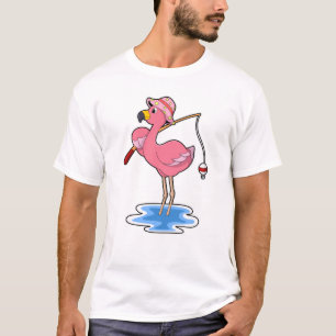 Camiseta Flamingo en la pesca con barra de pesca