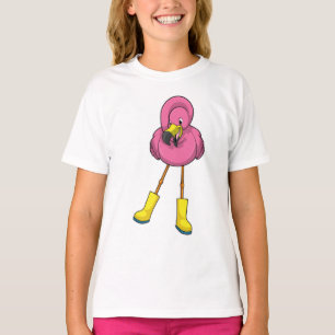 Camiseta Flamingo en Lluvia con botas de goma