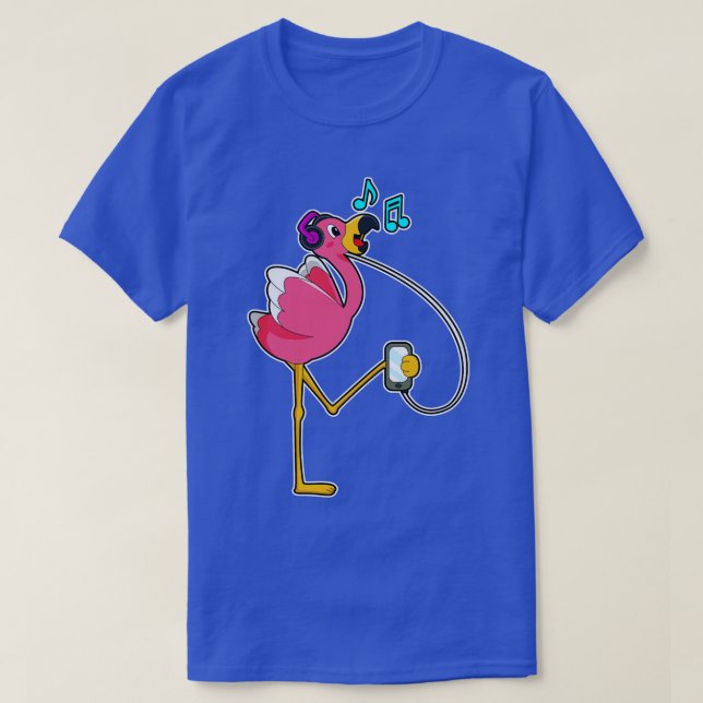 Camiseta Flamingo en Music with Headphone (Diseño del anverso)