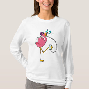 Camiseta Flamingo en Music with Headphone