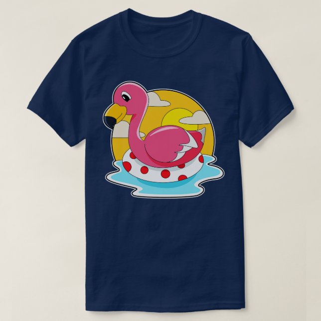 Camiseta Flamingo En Natación Con Lifeburi (Diseño del anverso)