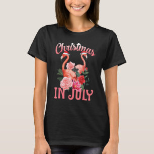 Camiseta Flamingo En Navidades De Santa Hat En Julio Flamin