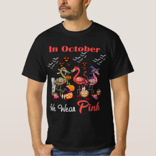 Camiseta Flamingo En Octubre Usamos Hal Rosa De Cáncer De M