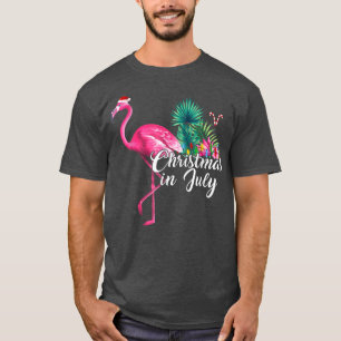 Camiseta Flamingo en Santa Hat Navidades en julio para las