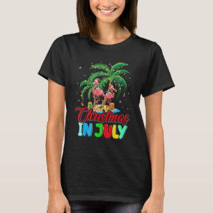 Camiseta Flamingo En Santa Hat Palm Tree Navidades En Julio