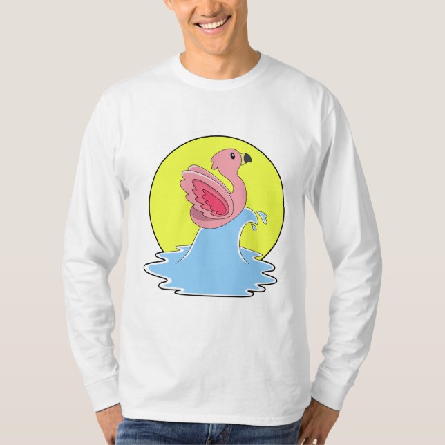 Camiseta Flamingo en Surfing on Water (Anverso)
